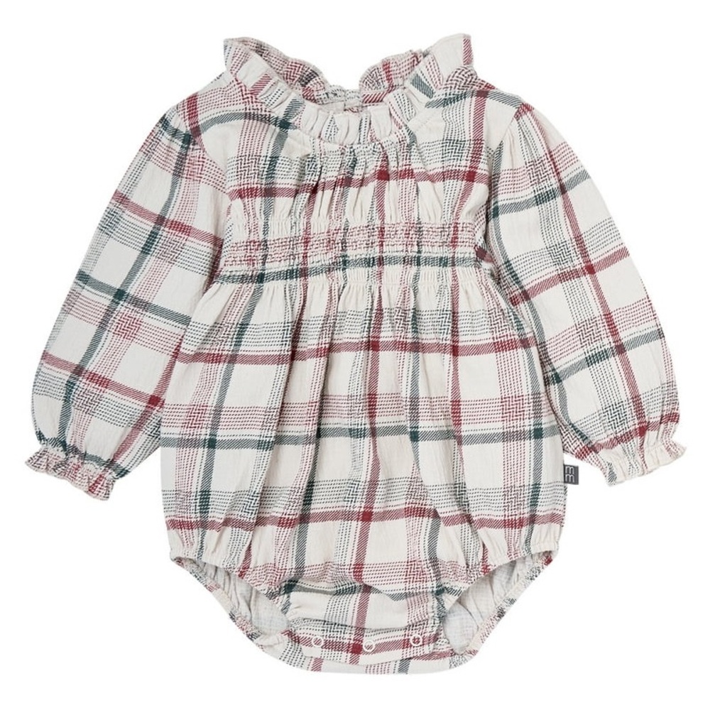 Girls Smocked Plaid One-Piece Blouse modern moments
